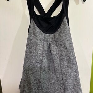 Women’s Like New Lululemon Athletica Black and Gray 2 Layer Tank Top W/Bra, Sz 6